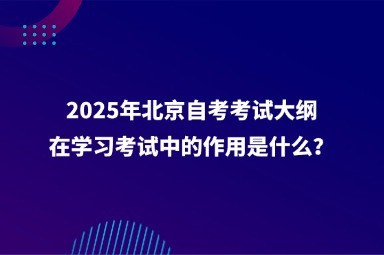 2025年北京自考考试大纲在学习考试中的作用是什么？
